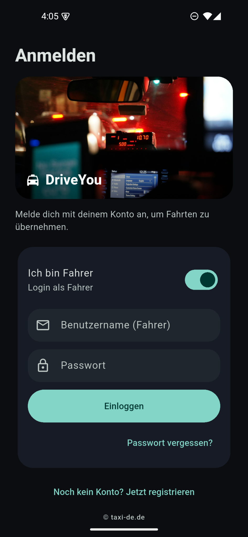 DriveYou: Route zur Abholung mit Karte und Navigation starten